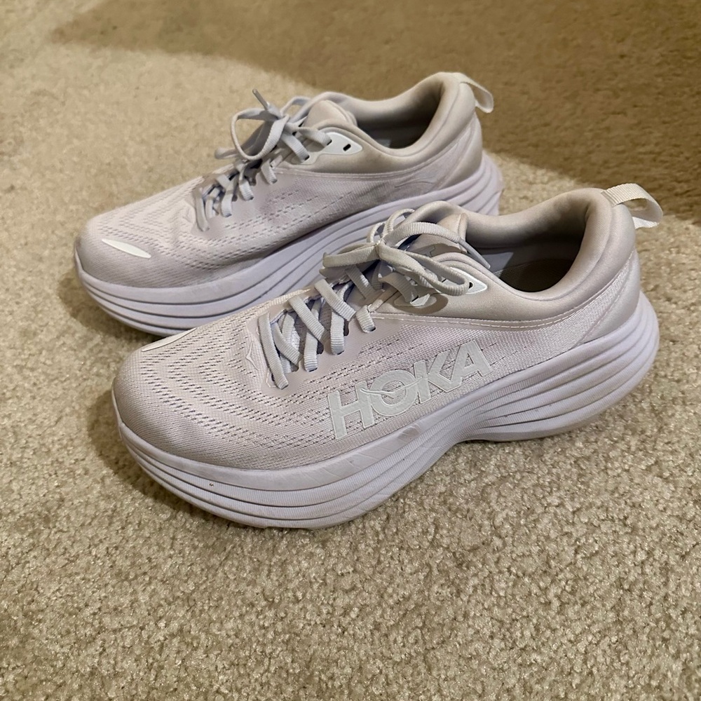 Hoka Bondi White Athletic Shoes